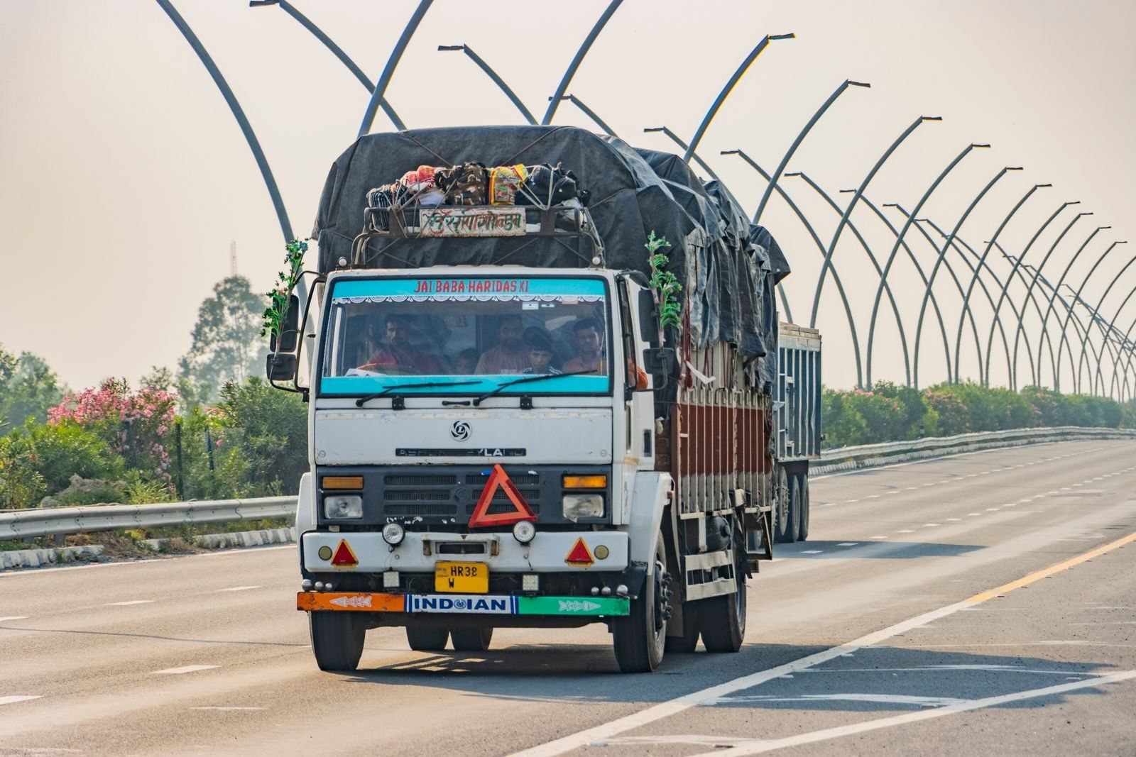 Truck driving on an Indian expressway